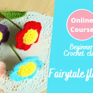 Fairy tail easy crochet long stem flowers for bouquet and home decoration