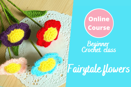 Fairy tail easy crochet long stem flowers for bouquet and home decoration