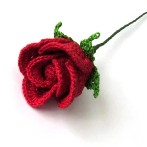Crochet rose bud pattern long stem rose bridal bouquet